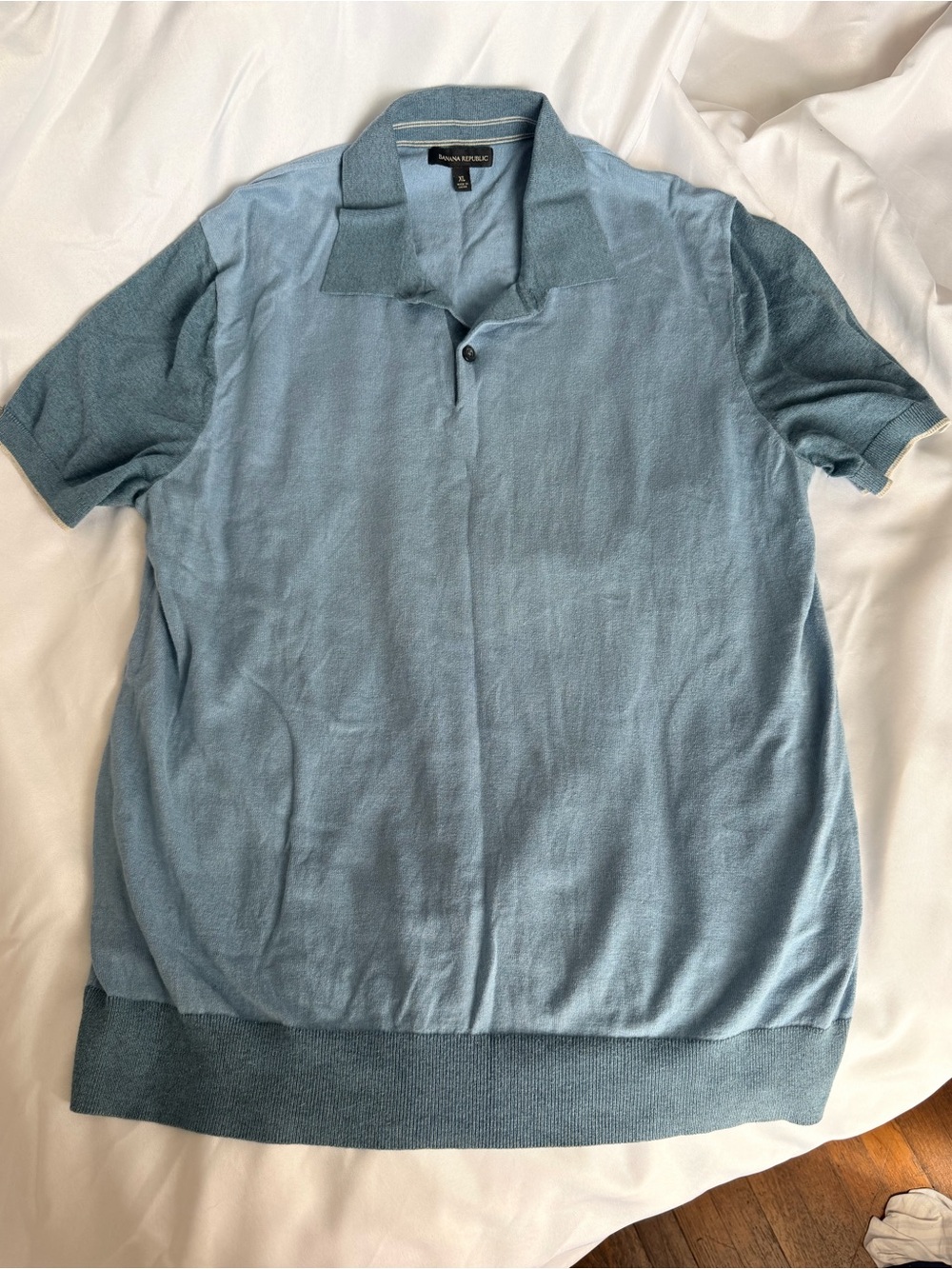 Banana Republic Silk Cashmere Blend Polo Shirt Size XL Blue